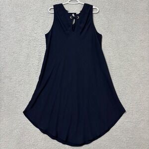 Navy Blue Sleeveless Dress 18/20W  Keyhole Plus Size Flowy Modest Casual